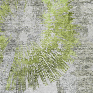 Homeroots 3' Artichoke Green Gray Charcoal Abstract Washable Area Rug For Indoor Outdoor Spaces, Durable Comfort 9' X 12' Polyester 586340