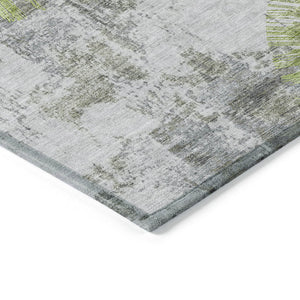 Homeroots 3' Artichoke Green Gray Charcoal Abstract Washable Area Rug For Indoor Outdoor Spaces, Durable Comfort 10' X 14' Polyester 586341