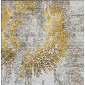 Homeroots 3' Artichoke Green Gray Charcoal Abstract Washable Area Rug For Indoor Outdoor Spaces, Durable Comfort 3' X 5' Polyester 586348