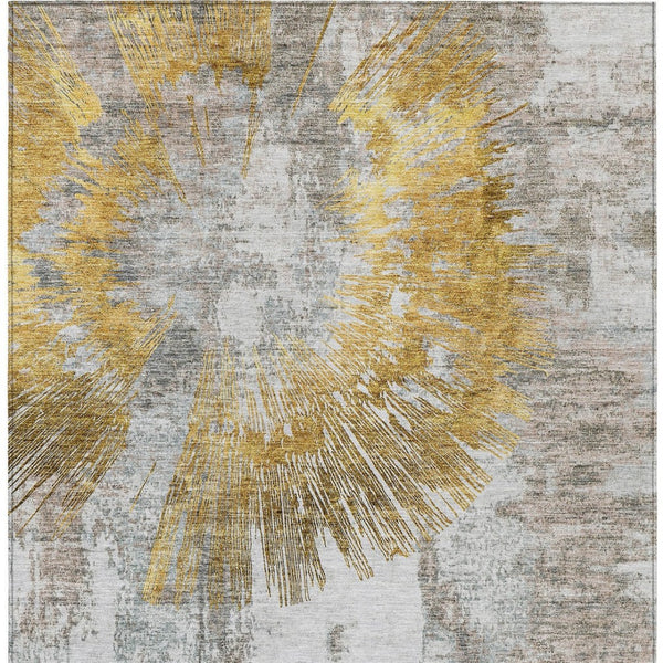 Homeroots 3' Artichoke Green Gray Charcoal Abstract Washable Area Rug For Indoor Outdoor Spaces, Durable Comfort 3' X 5' Polyester 586348