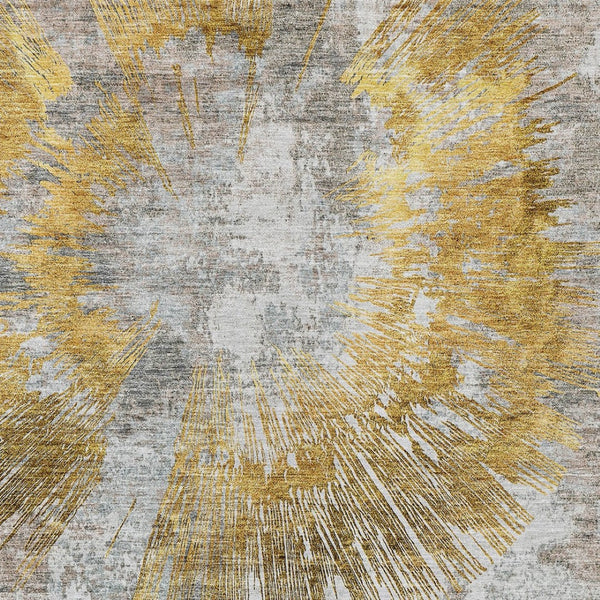 Homeroots 3' Artichoke Green Gray Charcoal Abstract Washable Area Rug For Indoor Outdoor Spaces, Durable Comfort 3' X 5' Polyester 586348