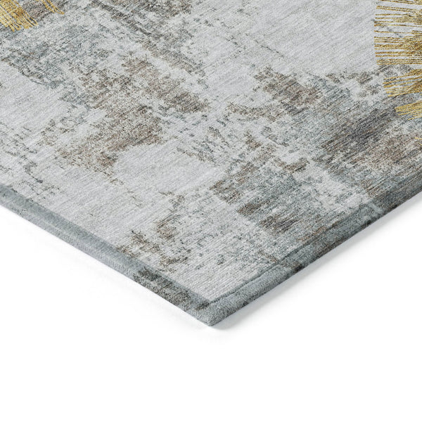 Homeroots 3' Artichoke Green Gray Charcoal Abstract Washable Area Rug For Indoor Outdoor Spaces, Durable Comfort 5' X 8' Polyester 586349