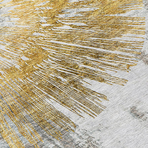 Homeroots 3' Artichoke Green Gray Charcoal Abstract Washable Area Rug For Indoor Outdoor Spaces, Durable Comfort 8' Round Polyester 586350