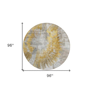 Homeroots 3' Artichoke Green Gray Charcoal Abstract Washable Area Rug For Indoor Outdoor Spaces, Durable Comfort 8' Round Polyester 586350