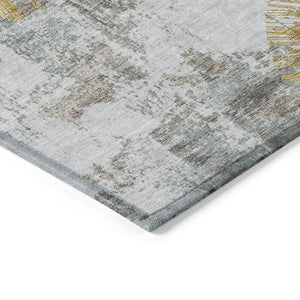 Homeroots 3' Artichoke Green Gray Charcoal Abstract Washable Area Rug For Indoor Outdoor Spaces, Durable Comfort 9' X 12' Polyester 586352
