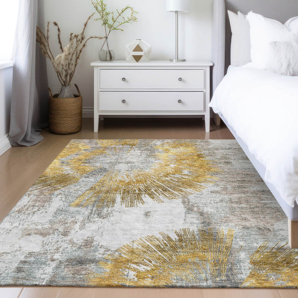 Homeroots 3' Artichoke Green Gray Charcoal Abstract Washable Area Rug For Indoor Outdoor Spaces, Durable Comfort 10' X 14' Polyester 586353