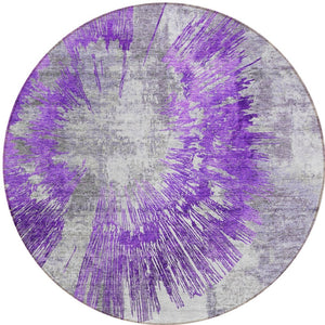 Homeroots 3' Artichoke Green Gray Charcoal Abstract Washable Area Rug For Indoor Outdoor Spaces, Durable Comfort 8' Round Polyester 586356