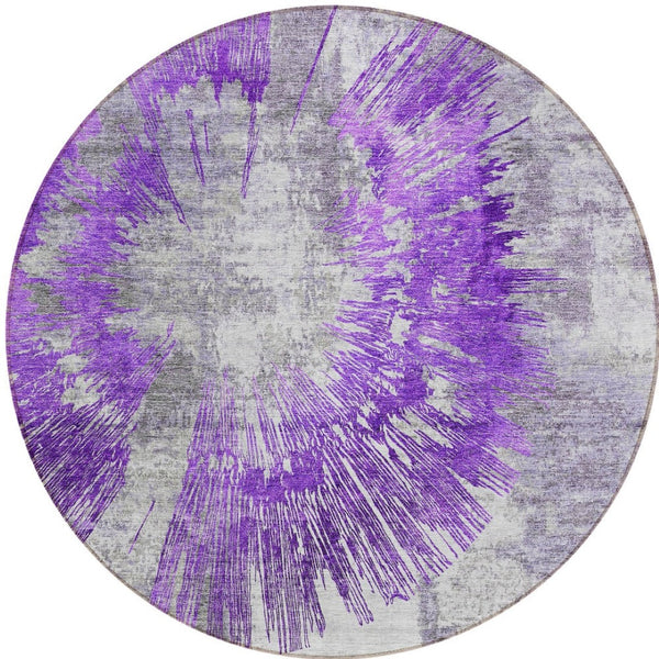 Homeroots 3' Artichoke Green Gray Charcoal Abstract Washable Area Rug For Indoor Outdoor Spaces, Durable Comfort 8' Round Polyester 586356