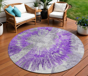 Homeroots 3' Artichoke Green Gray Charcoal Abstract Washable Area Rug For Indoor Outdoor Spaces, Durable Comfort 8' Round Polyester 586356