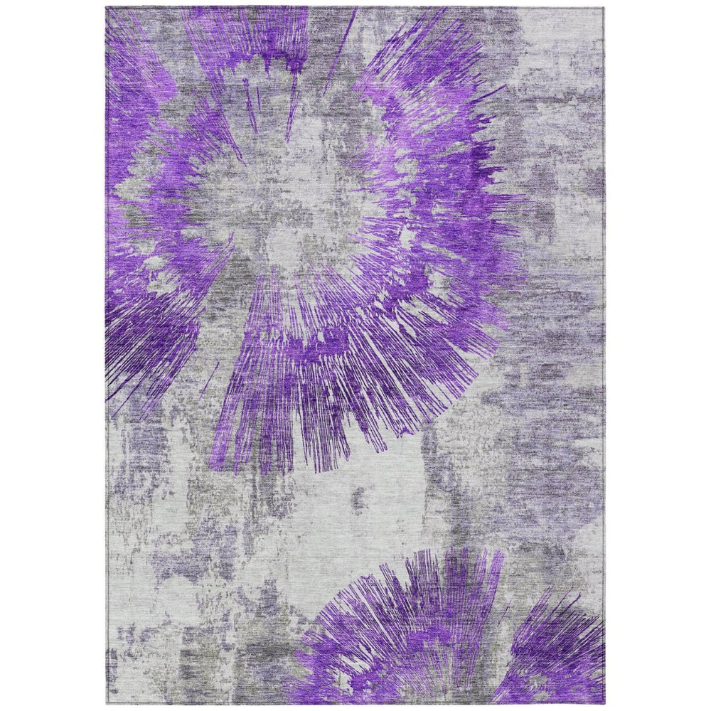 HomeRoots 9' Abstract Purple Gray Charcoal Area Rug – Washable, Durable, Stylish for Indoor & Outdoor Spaces 9' X 12' 586358