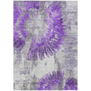 HomeRoots 5' Abstract Washable Area Rug in Purple, Gray & Charcoal - Durable, Stylish for Indoor & Outdoor Use 10' X 14' 586359
