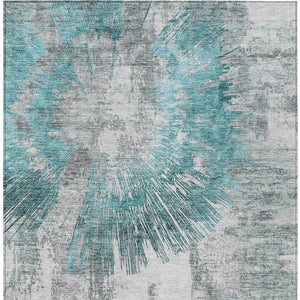 Homeroots 3' Artichoke Green Gray Charcoal Abstract Washable Area Rug For Indoor Outdoor Spaces, Durable Comfort 3' X 5' Polyester 586360