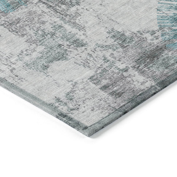 Homeroots 3' Artichoke Green Gray Charcoal Abstract Washable Area Rug For Indoor Outdoor Spaces, Durable Comfort 5' X 8' Polyester 586361