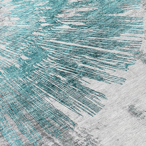 Homeroots 3' Artichoke Green Gray Charcoal Abstract Washable Area Rug For Indoor Outdoor Spaces, Durable Comfort 8' Round Polyester 586362