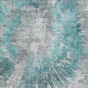 Homeroots 3' Artichoke Green Gray Charcoal Abstract Washable Area Rug For Indoor Outdoor Spaces, Durable Comfort 8' X 10' Polyester 586363