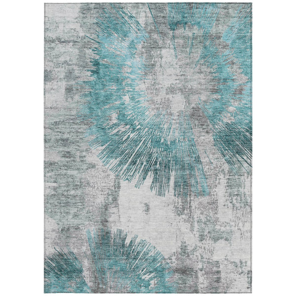 Homeroots 3' Artichoke Green Gray Charcoal Abstract Washable Area Rug For Indoor Outdoor Spaces, Durable Comfort 9' X 12' Polyester 586364