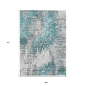 Homeroots 3' Artichoke Green Gray Charcoal Abstract Washable Area Rug For Indoor Outdoor Spaces, Durable Comfort 9' X 12' Polyester 586364