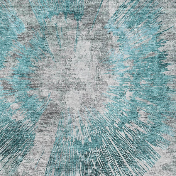 Homeroots 3' Artichoke Green Gray Charcoal Abstract Washable Area Rug For Indoor Outdoor Spaces, Durable Comfort 9' X 12' Polyester 586364