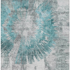 Homeroots 3' Artichoke Green Gray Charcoal Abstract Washable Area Rug For Indoor Outdoor Spaces, Durable Comfort 10' X 14' Polyester 586365