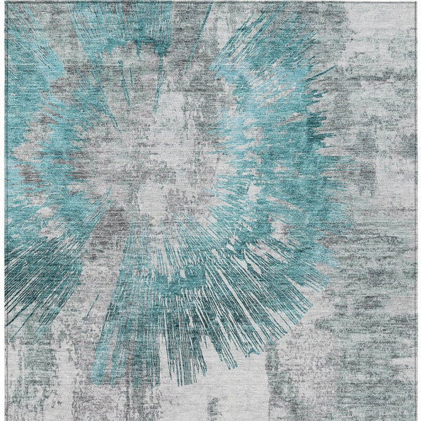 Homeroots 3' Artichoke Green Gray Charcoal Abstract Washable Area Rug For Indoor Outdoor Spaces, Durable Comfort 10' X 14' Polyester 586365