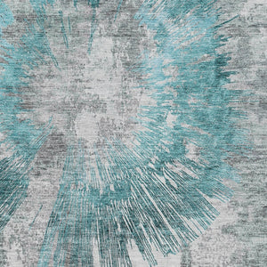 Homeroots 3' Artichoke Green Gray Charcoal Abstract Washable Area Rug For Indoor Outdoor Spaces, Durable Comfort 10' X 14' Polyester 586365