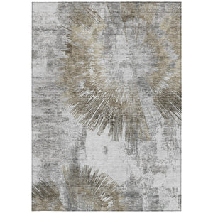 Homeroots 3' Artichoke Green Gray Charcoal Abstract Washable Area Rug For Indoor Outdoor Spaces, Durable Comfort 3' X 5' Polyester 586366