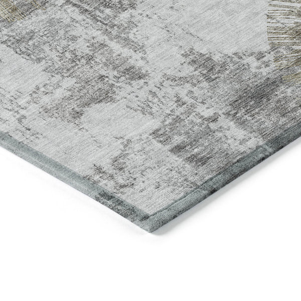 Homeroots 3' Artichoke Green Gray Charcoal Abstract Washable Area Rug For Indoor Outdoor Spaces, Durable Comfort 3' X 5' Polyester 586366