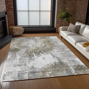 Homeroots 3' Artichoke Green Gray Charcoal Abstract Washable Area Rug For Indoor Outdoor Spaces, Durable Comfort 5' X 8' Polyester 586367