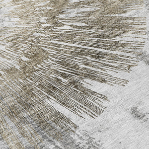 Homeroots 3' Artichoke Green Gray Charcoal Abstract Washable Area Rug For Indoor Outdoor Spaces, Durable Comfort 8' Round Polyester 586368