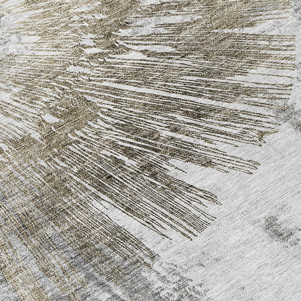 Homeroots 3' Artichoke Green Gray Charcoal Abstract Washable Area Rug For Indoor Outdoor Spaces, Durable Comfort 8' Round Polyester 586368