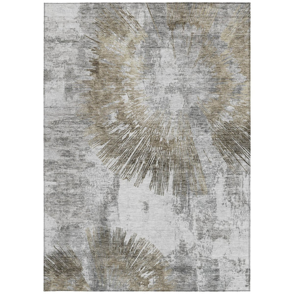 Homeroots 3' Artichoke Green Gray Charcoal Abstract Washable Area Rug For Indoor Outdoor Spaces, Durable Comfort 8' X 10' Polyester 586369