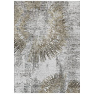 HomeRoots 9' Abstract Area Rug in Taupe Beige and Brown - Stylish, Washable, Indoor-Outdoor Comfort for All Spaces 9' X 12' 586370