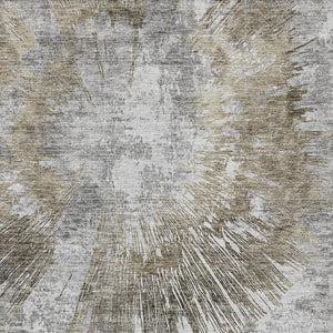 Homeroots 3' Artichoke Green Gray Charcoal Abstract Washable Area Rug For Indoor Outdoor Spaces, Durable Comfort 10' X 14' Polyester 586371