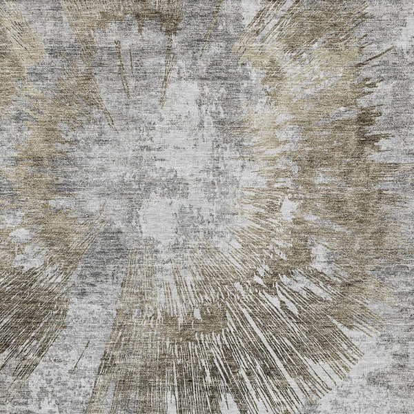 Homeroots 3' Artichoke Green Gray Charcoal Abstract Washable Area Rug For Indoor Outdoor Spaces, Durable Comfort 10' X 14' Polyester 586371