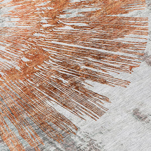 Homeroots 3' Artichoke Green Gray Charcoal Abstract Washable Area Rug For Indoor Outdoor Spaces, Durable Comfort 8' Round Polyester 586374