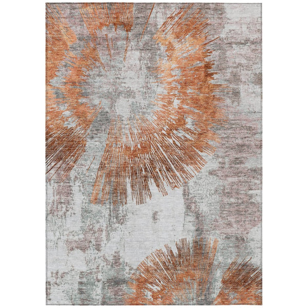 HomeRoots 9' Terra Cotta and Copper Abstract Washable Area Rug for Indoor and Outdoor Durability and Style 9' X 12' 586376