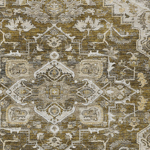 Homeroots 3' Durable Brown Beige Taupe Oriental Washable Area Rug For Indoor And Outdoor Spaces, 36" X 60" 3' X 5' Polyester 586378