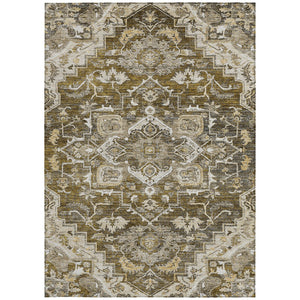 Homeroots 3' Durable Brown Beige Taupe Oriental Washable Area Rug For Indoor And Outdoor Spaces, 36" X 60" 5' X 8' Polyester 586379