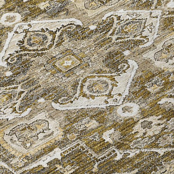 Homeroots 3' Durable Brown Beige Taupe Oriental Washable Area Rug For Indoor And Outdoor Spaces, 36" X 60" 8' Round Polyester 586380