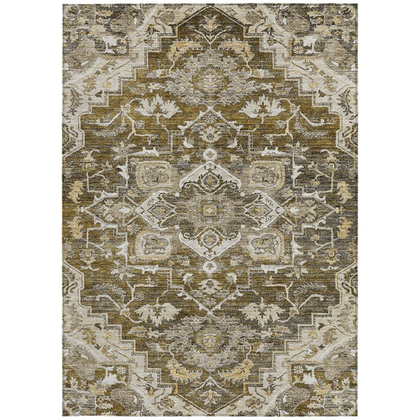 Homeroots 3' Durable Brown Beige Taupe Oriental Washable Area Rug For Indoor And Outdoor Spaces, 36" X 60" 8' X 10' Polyester 586381