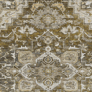 Homeroots 3' Durable Brown Beige Taupe Oriental Washable Area Rug For Indoor And Outdoor Spaces, 36" X 60" 10' X 14' Polyester 586383
