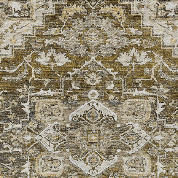 Homeroots 3' Durable Brown Beige Taupe Oriental Washable Area Rug For Indoor And Outdoor Spaces, 36" X 60" 10' X 14' Polyester 586383