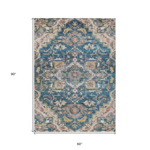 Homeroots 3' Durable Brown Beige Taupe Oriental Washable Area Rug For Indoor And Outdoor Spaces, 36" X 60" 5' X 8' Polyester 586385