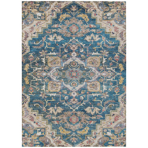 HomeRoots 9' Elegant Blue Beige Gold Oriental Area Rug - Durable, Washable, Indoor/Outdoor Style for Home Decor 9' X 12' 586388