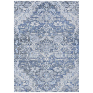 HomeRoots 9' Stylish Denim Blue and Sky Blue Oriental Rug – Durable, Washable for Indoor and Outdoor Use 9' X 12' 586394