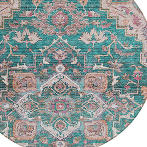 Homeroots 3' Durable Brown Beige Taupe Oriental Washable Area Rug For Indoor And Outdoor Spaces, 36" X 60" 8' Round Polyester 586398