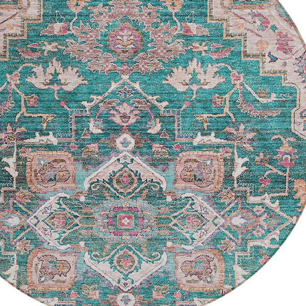 Homeroots 3' Durable Brown Beige Taupe Oriental Washable Area Rug For Indoor And Outdoor Spaces, 36" X 60" 8' Round Polyester 586398