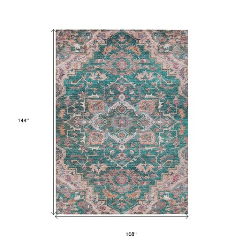 Homeroots 3' Durable Brown Beige Taupe Oriental Washable Area Rug For Indoor And Outdoor Spaces, 36" X 60" 9' X 12' Polyester 586400