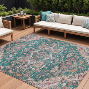 Homeroots 3' Durable Brown Beige Taupe Oriental Washable Area Rug For Indoor And Outdoor Spaces, 36" X 60" 10' X 14' Polyester 586401