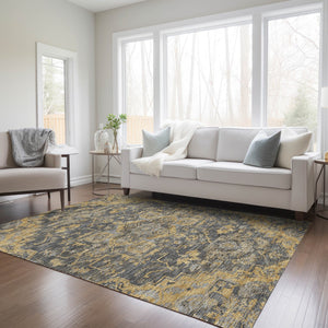Homeroots 3' Durable Brown Beige Taupe Oriental Washable Area Rug For Indoor And Outdoor Spaces, 36" X 60" 3' X 5' Polyester 586402